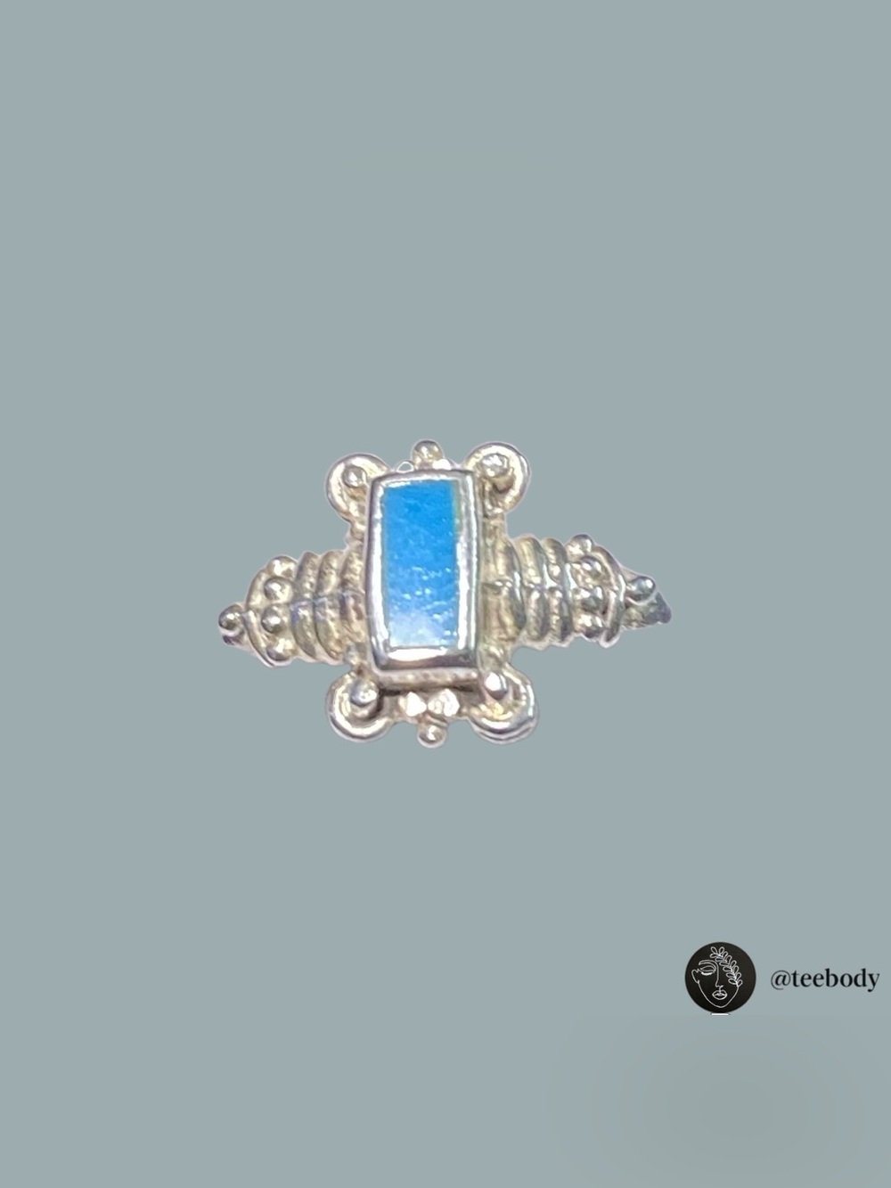 NWT Vintage 925 Sterling Silver Turquoise Bar Ring Size 5